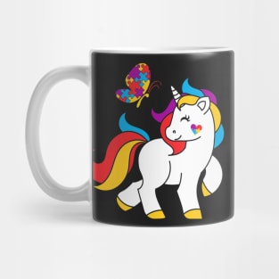 Autism Awareness Unicorn Butterfly Autism Puzzle Mug